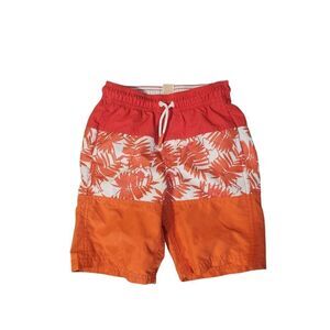 Cat & Jack Swim Trunk Shorts Orange Floral Print Kids Boys Size Small 6/7